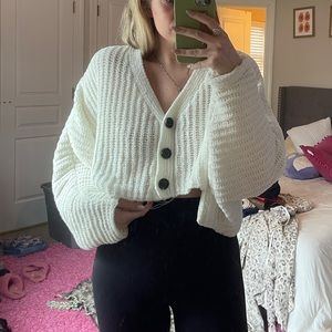 White cropped sweater